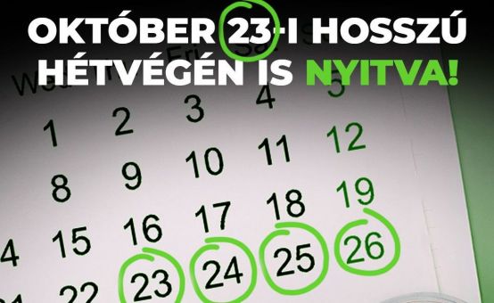 Október 23-i nyitvatartás